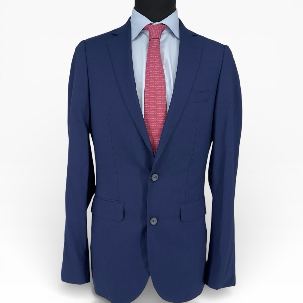 J. HILBURN Suit Jacket Vitale Barberis Canonico Super 150s Blue European Fit 37R